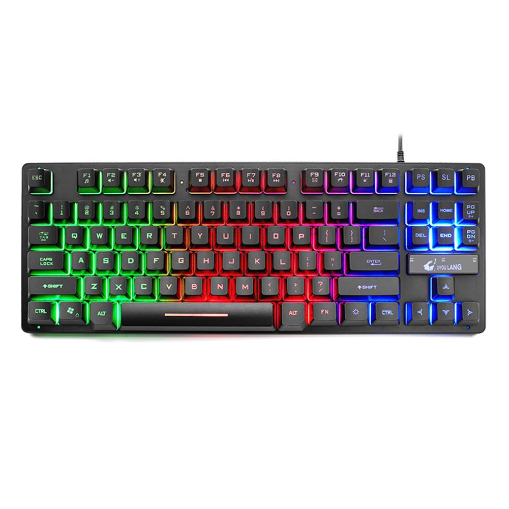 

ZIYOU LANG K16 87 Key USB Wired Mechanical Feel 7 Backlight Gaming Keyboard, 501 Original