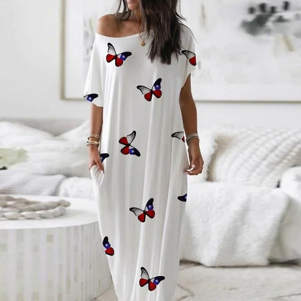 Women Comfort Sleepwear Dress Casual Stars Moon Print Loose Sleep Dresses Off Shoulder Female Homewear Maxi Dress Vestidos