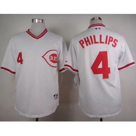 Reds #4 Brandon Phillips White 1990 Turn Back The Clock Stitched MLB Jersey