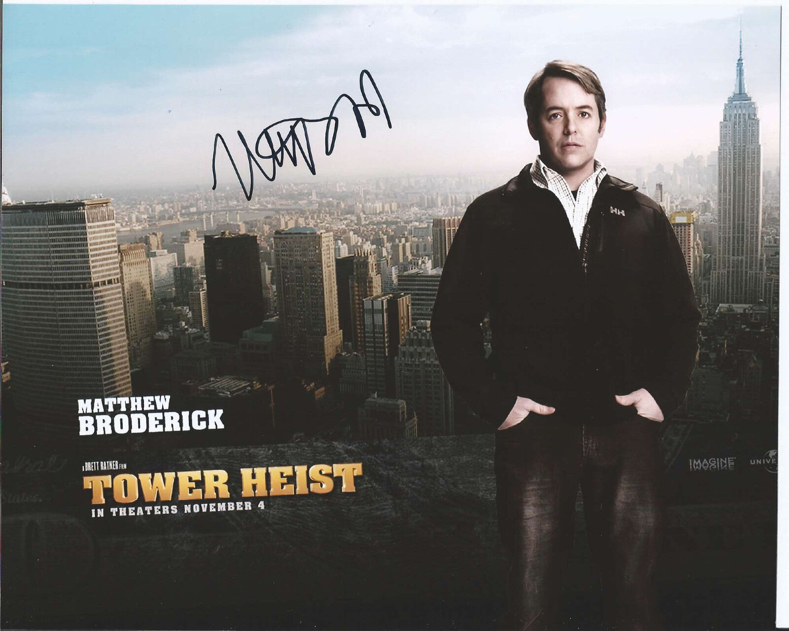 MATTHEW BRODERICK HAND SIGNED AUTHENTIC 'TOWER HEIST' 8X10 Photo Poster painting w/COA FERRIS