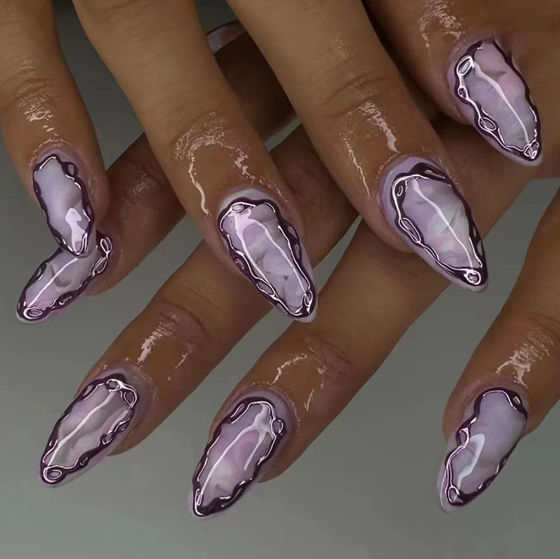 Churchf Churchf Nail Sweet Cool Hot Girl Ins Wind Haze Purple Dizzy Dye Nail Fake Nail Products