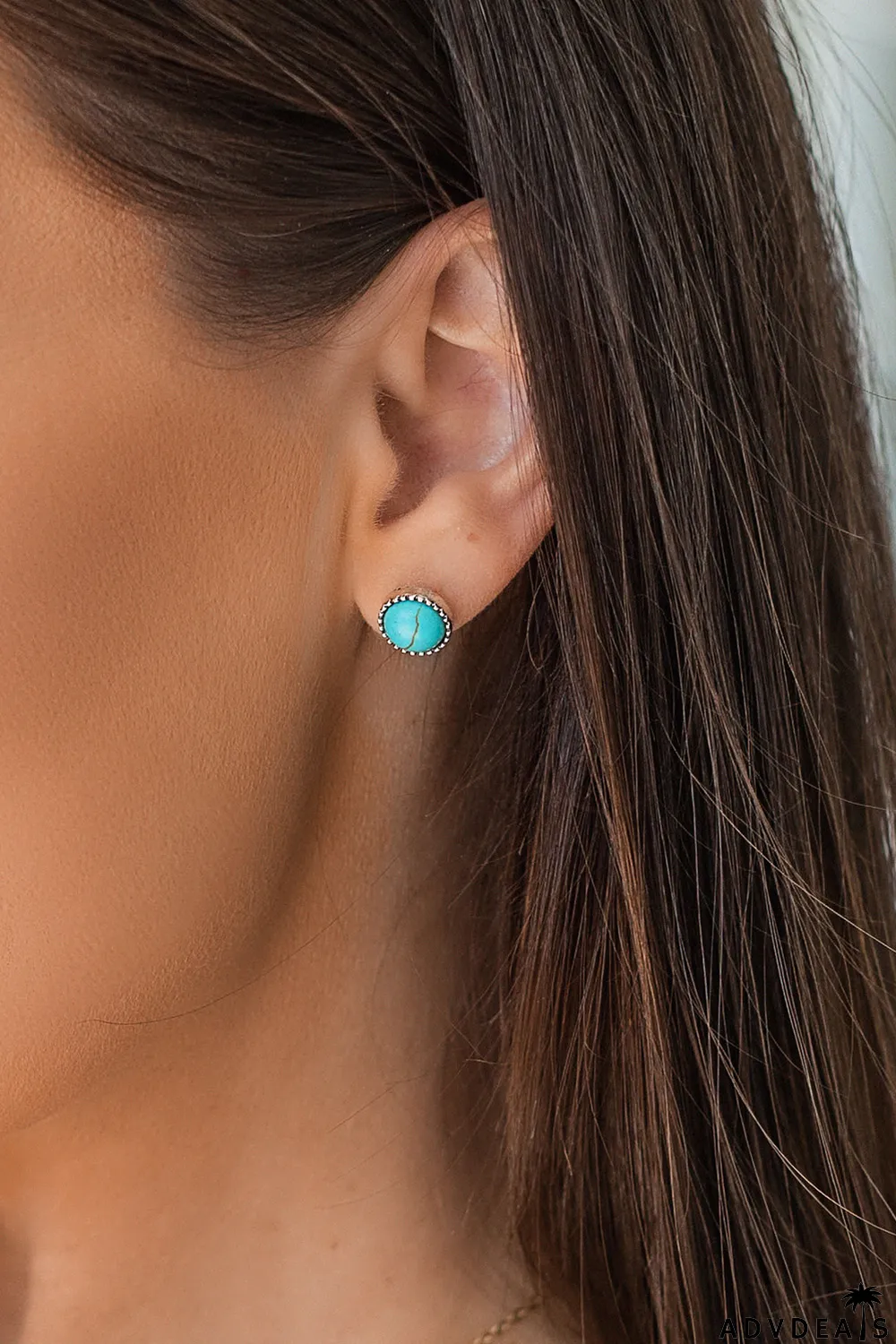 Green Three-piece Turquoise Stud Earrings Set