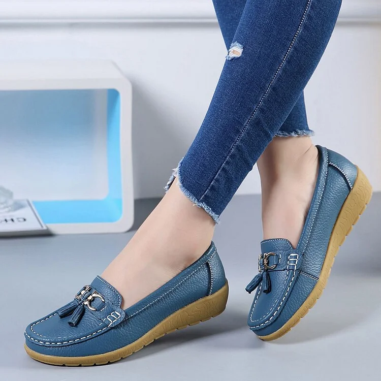 Sale|	Gold	5 \Women Flats Ballet Leather Breathable  Casual  Shoes shopify Stunahome.com