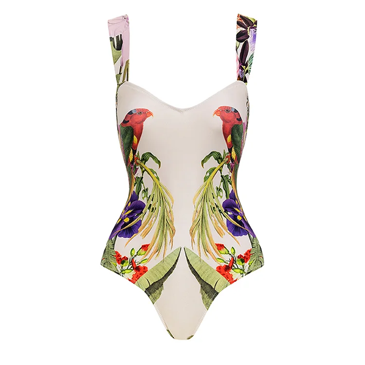 Parrot Printed One Piece Swimsuit