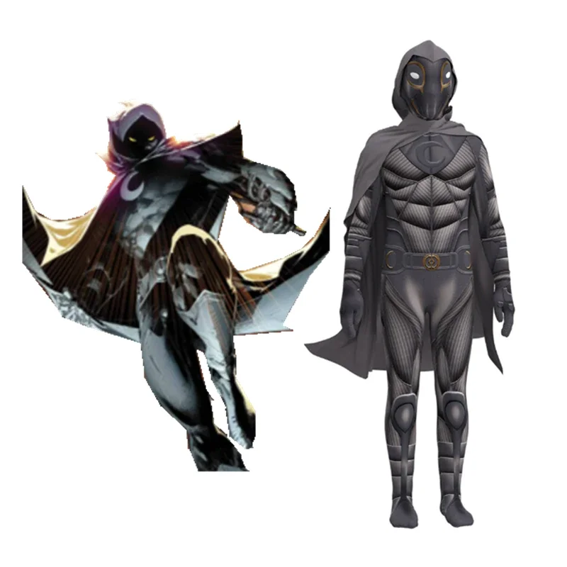 KIds Moon Knight Cosplay Costume Jumpsuit Cloak Mask Outfits Halloween Carnival Suit