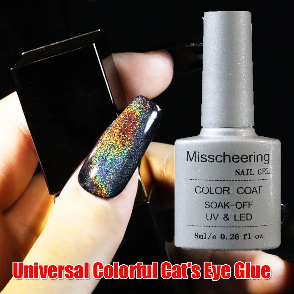 8ML Colorful Cat's Eye Glue Universal Glossy Cat Eye Colorful Soak-off UV Aurora Nail Gel Varnish Nail Art Shining