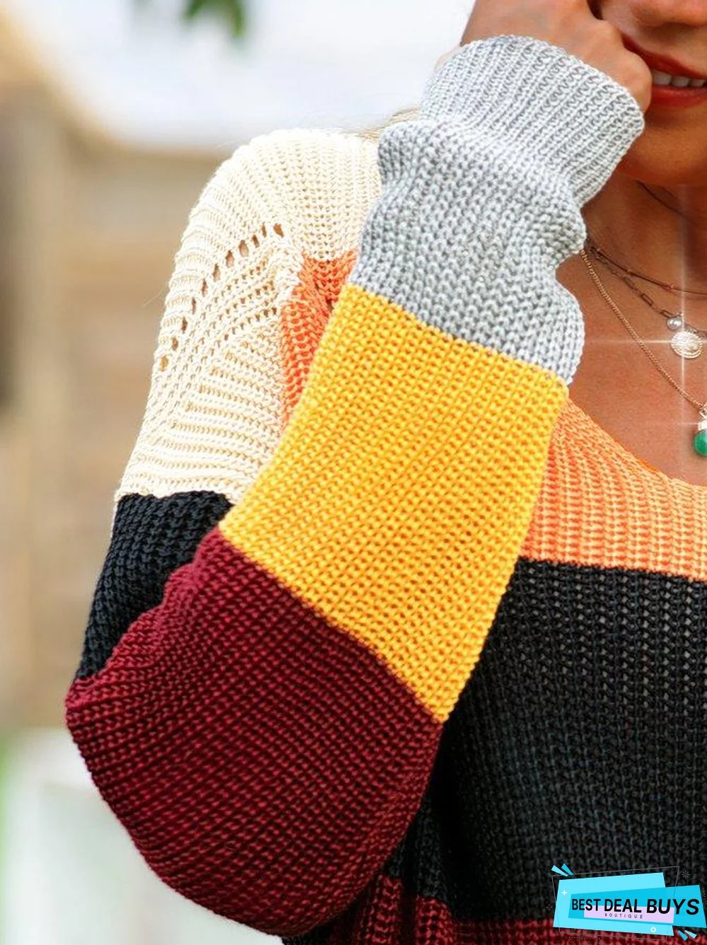 Long Sleeve V Neck Casual Sweater