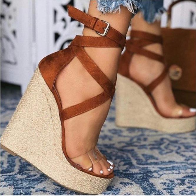 Custom Brown Platform Wedge Sandals Vdcoo