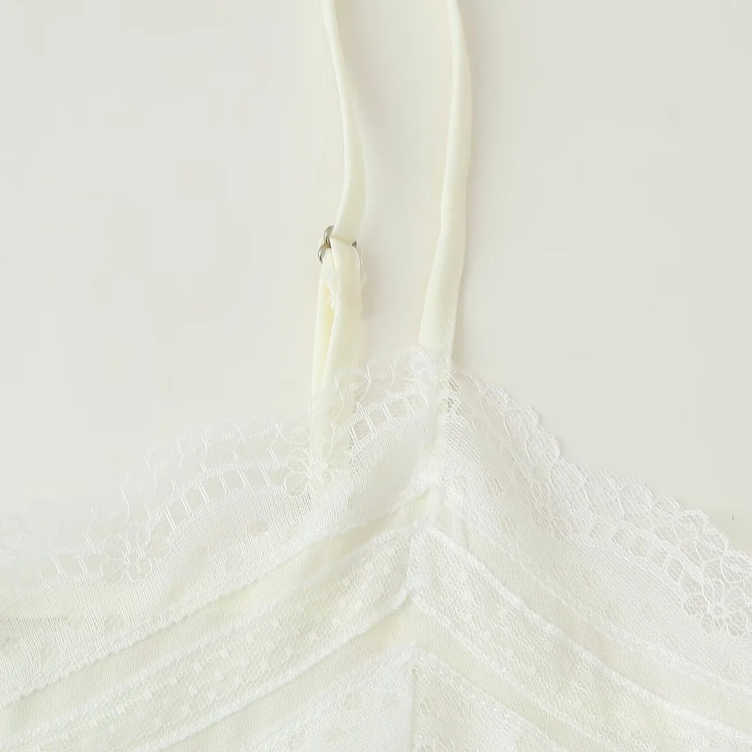 Nigikala Nigikala Women's 2025 Spring And Summer New French Cloth Age-Reduce Lace Splicing Open Fork Sling