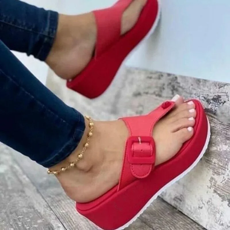 Women Sandals Platform Casual Ourdoor Beach Shoes Open Toe Buckle Straps Flat Sandals Plus Size 35-43 Non Slip Female Slippers
