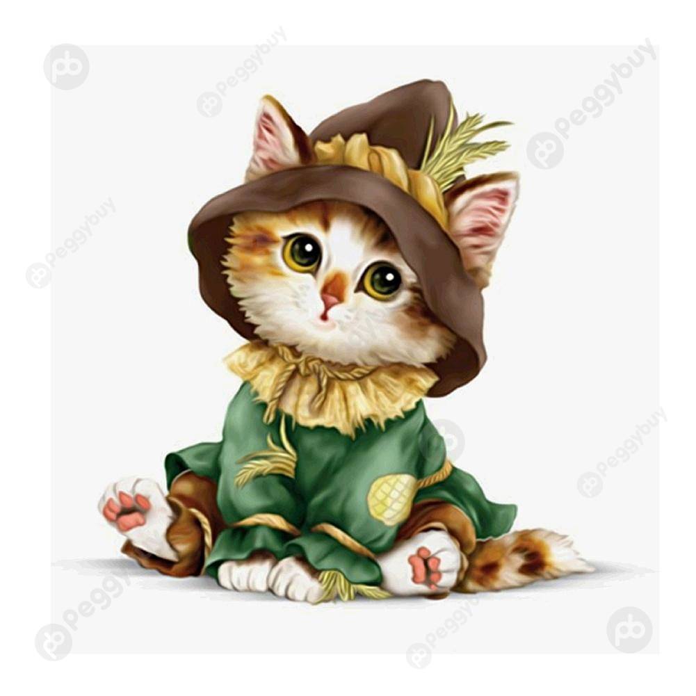 

30*30CM Round Drill Diamond Painting-Cute Cat Cartoon, 501 Original