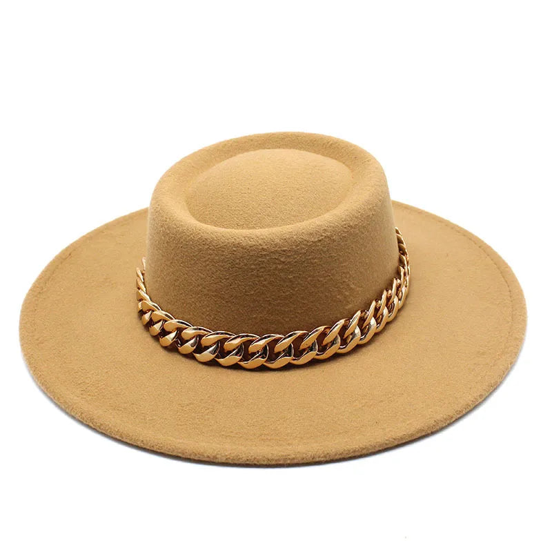 British Elegant Round Concave Flat Top Woolen 8.5cm Top Hat Men And Women Fashion Flat Top Woolen Top Hat