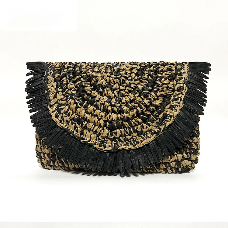Contrast Color Stitching Woven Bag