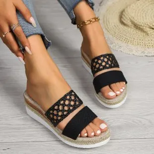 Breakj Breakj Slippers Women 2025 New Large Size 43 Rope Bottom Thick Bottom Fish Mouth Sandals Women