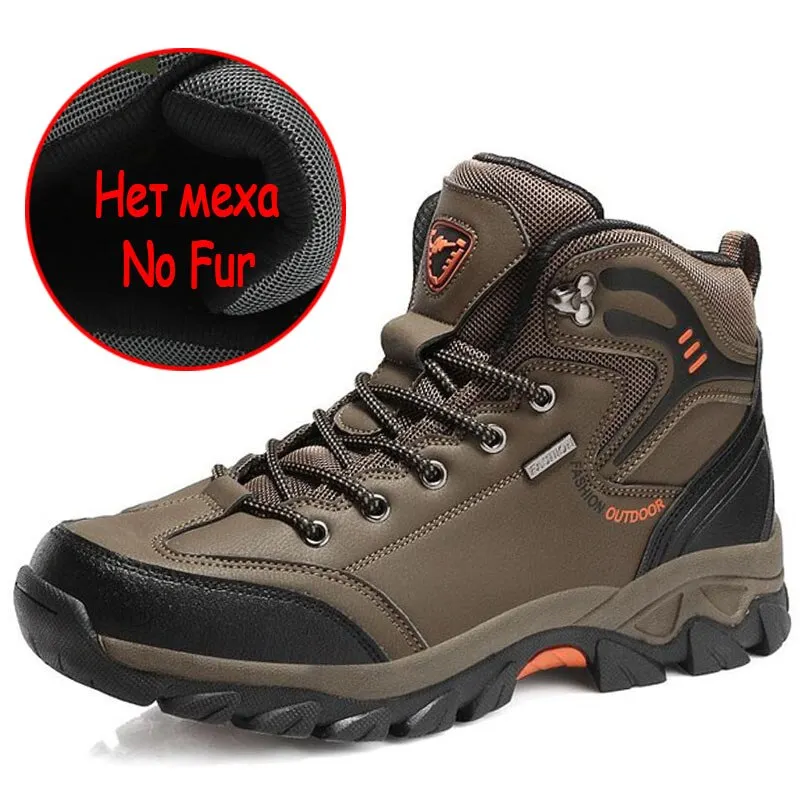 Classic Men's Boots Winter Men Shoes Thicken Plush Men's Sneakers Outdoor Waterproof Men Hiking Boots Fur Warm Zapatos De Hombre