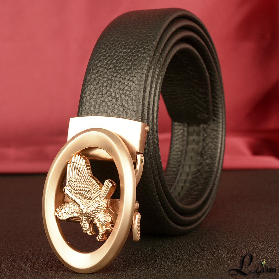 New eagle wings men's automatic buckle belt head layer leather belt business leisure belt men's belt