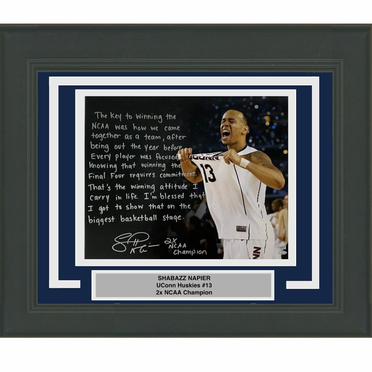 FRAMED Autographed/Signed SHABAZZ NAPIER UConn Story 16x20 Photo Poster painting Fanatics COA