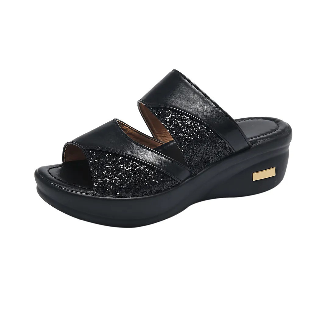 Yyvonne Slopes And Cold Slippers Women's Summer New Squint Fish Mouth Thick Bottom Wearing Slippers