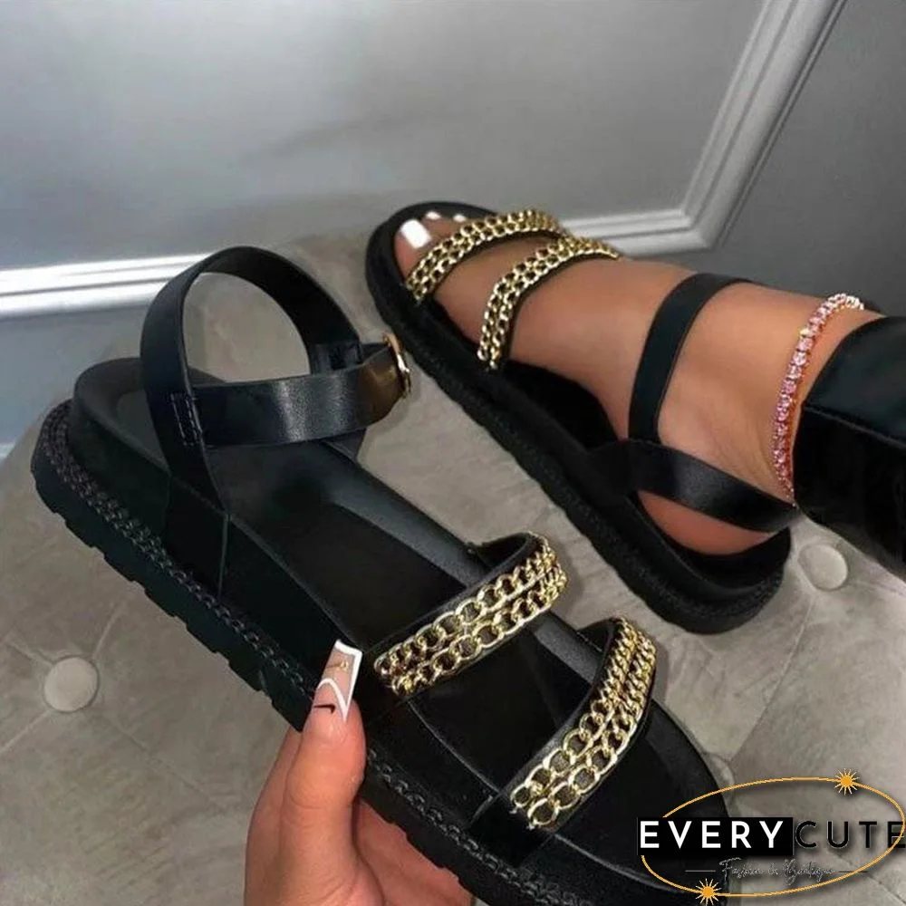 Chain Embellished Thicken Buttom Sandal Shoes