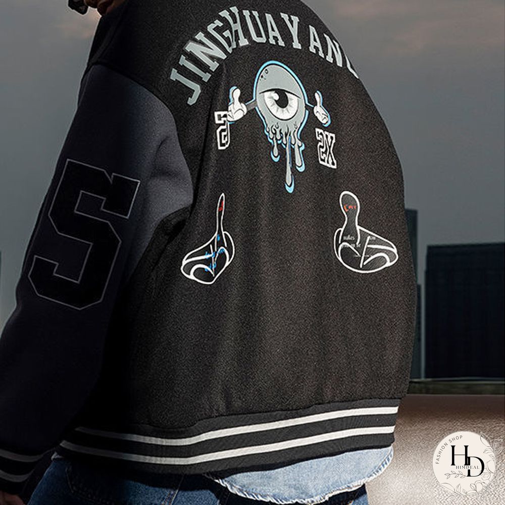 Printed Embroidery Baseball Jacket Jacket