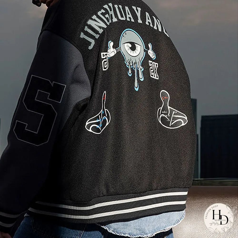 Printed Embroidery Baseball Jacket Jacket