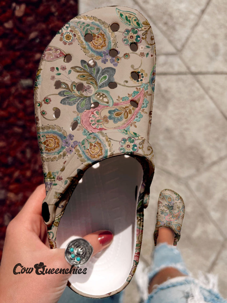 Vintage Art Print Casual Hole Slippers Multicolor / 36