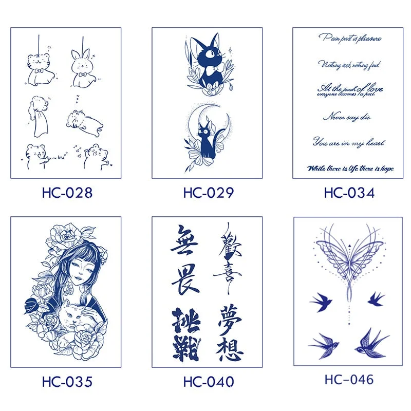 Flower Butterfly Animal Art Festival Comic Text Waterproof Full Body Arm Natural Temporary Tattoo For Men and Women