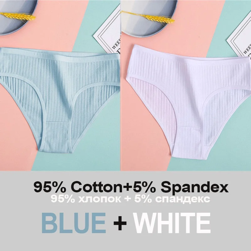 2PCS Women's Cotton Panties Sexy Underwear 6 Solid Color Panties for Woman Female Underpants Intimate Lingerie Briefs Pantys Set