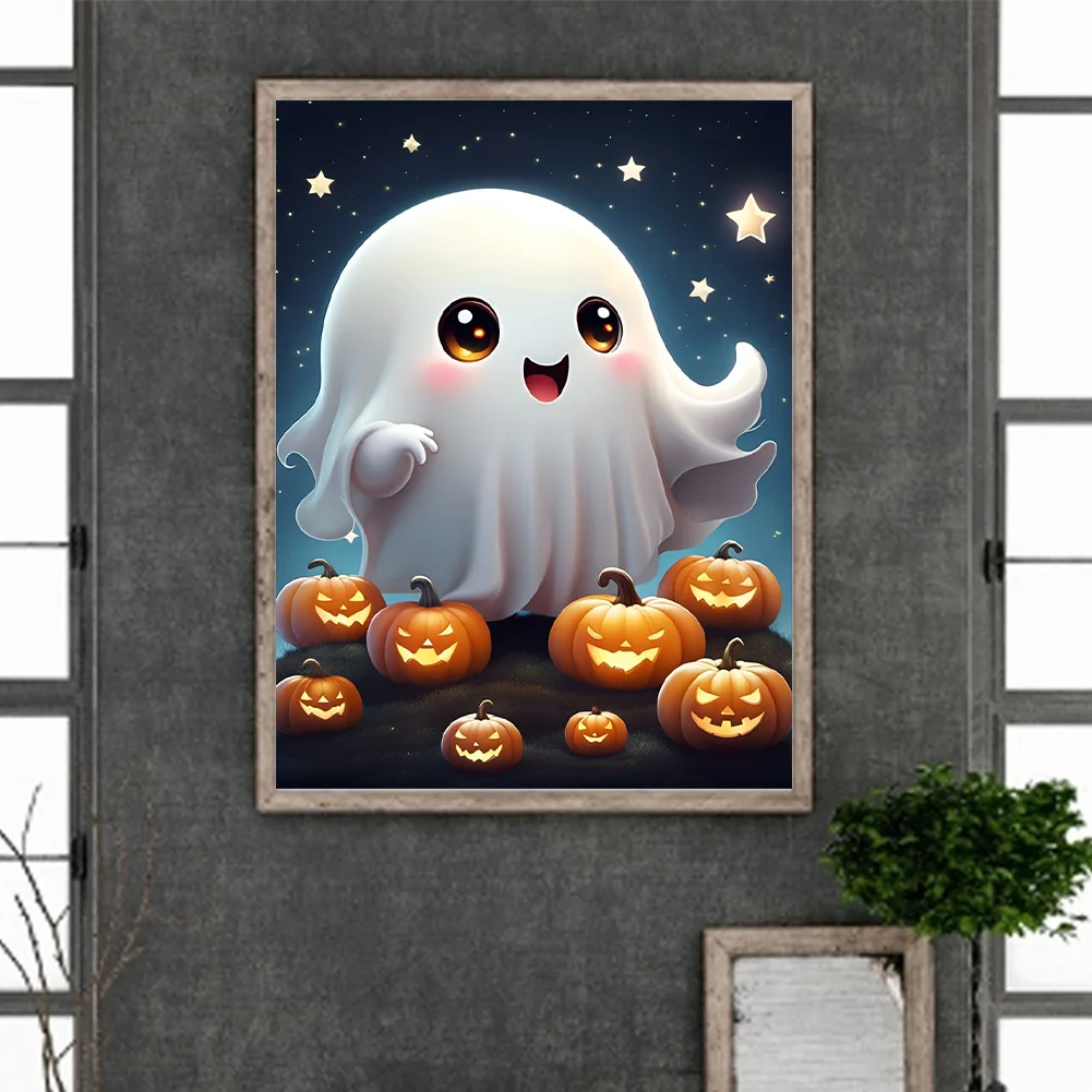 Diamond Painting - Full Round Drill - Halloween Cute Ghost(Canvas|30*40cm)
