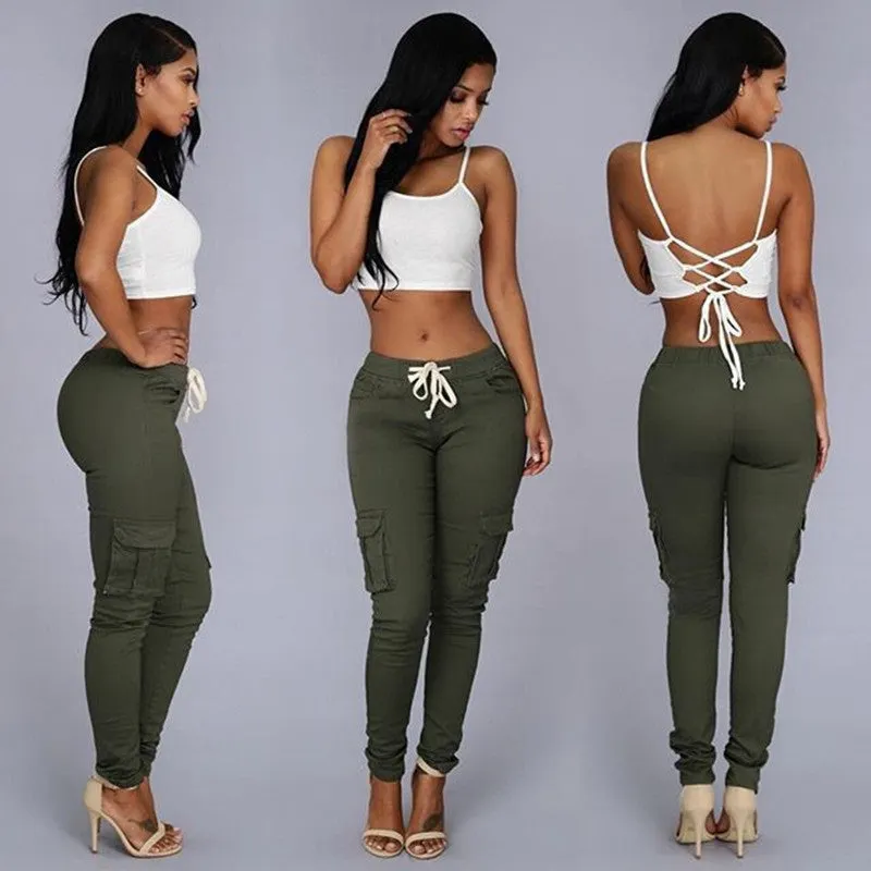Brownm Bullet Pencil Women's Drawstring Lace Casual Pants