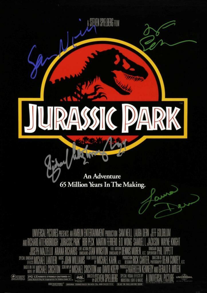 Jurassic Park all 3 posters A4 PP SIGNED Photo Poster painting POSTER 12 X 8