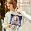 Praying Woman DIY Linen Diamond Painting Tote Bag for Adults Women Gift