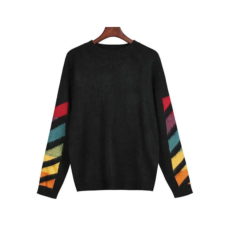 Off White Winter Sweaters Mohair Black Men and Women Pullover Knitted Sweater