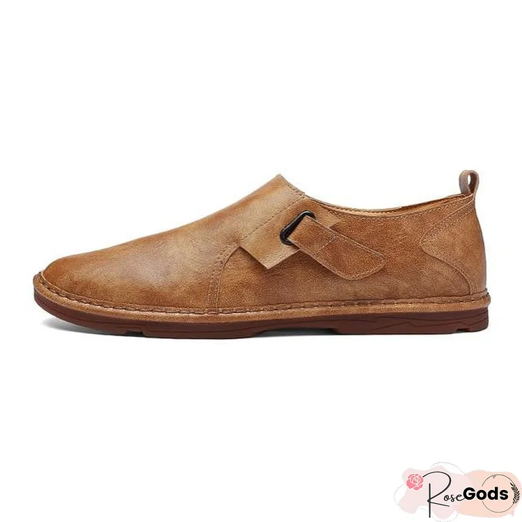 Men Casual Split Leather Shoes Plus Size Loafers Men Flats Shoes