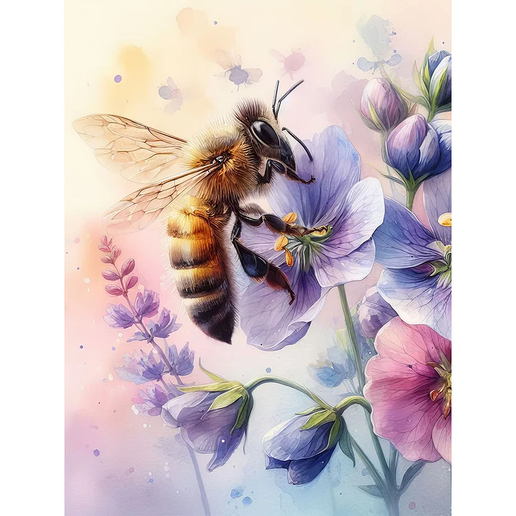 Bee Flower 30*40CM (Canvas) Full Round Drill Diamond Painting gbfke