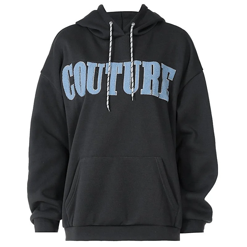 Y2K Fashion Oversized Hooded Stylish Letters Print Thick Winter Hoodie