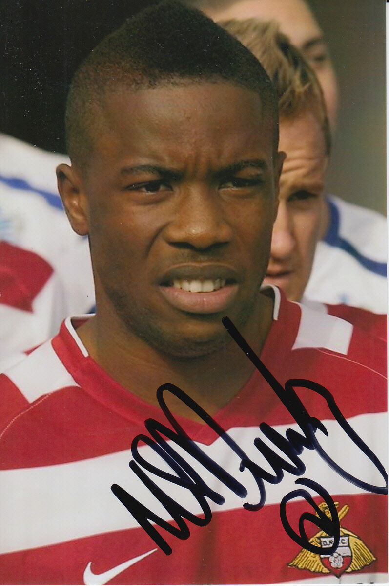 DONCASTER ROVERS HAND SIGNED MUSTAPHA DUMBUYA 6X4 Photo Poster painting 1.