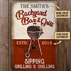BBQ And Grill Sipping Grilling Classic Metal Signs Custom Name