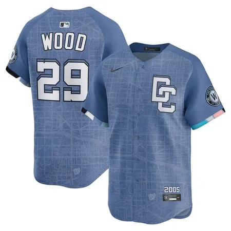 Men's Washington Nationals #29 James Wood  Blue 2025 City Connect Limited Jersey