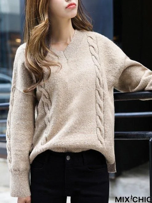 Long Sleeve V Neck Sweater