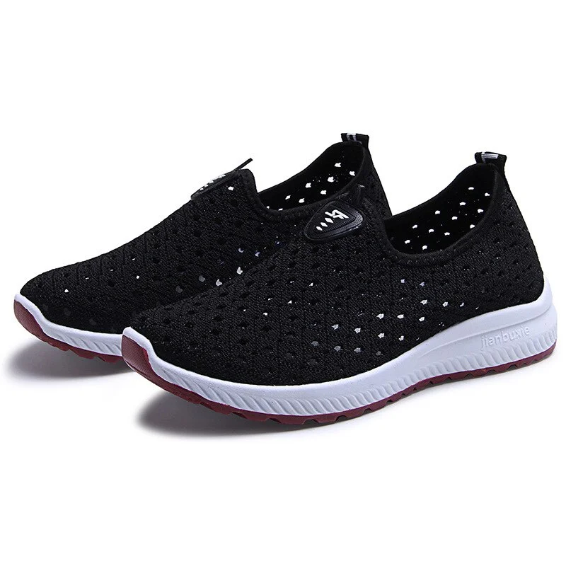 Qengg 2022 Summer Women Shoes Women Breathable Mesh Sneakers Shoes Ladies Slip on Flats Socofy Loafers Shoes Fashion Trainers Women