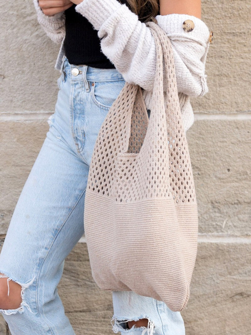 Soft Knit Hobo Bag MIXICHIC