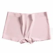 Intbuyer Ice Silk Seamless Underwear Summer Thin Women's Boxer Shorts Ladies Panties Safety Pants Soild Female Mid Waist Lingerie Panty