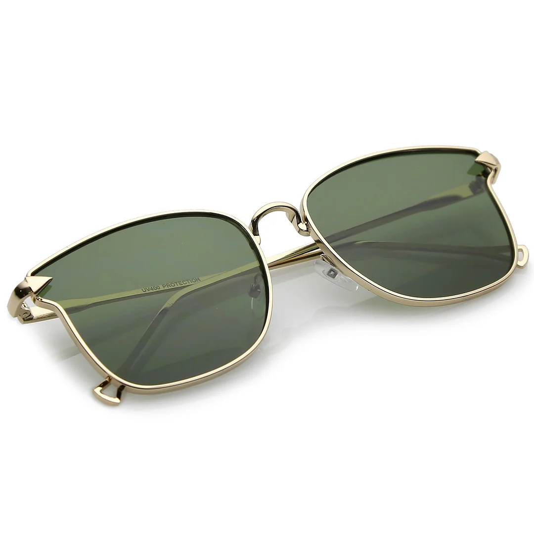 Modern Metal Square glasses With Flat Lenses And Slim Hook Arms 55mm