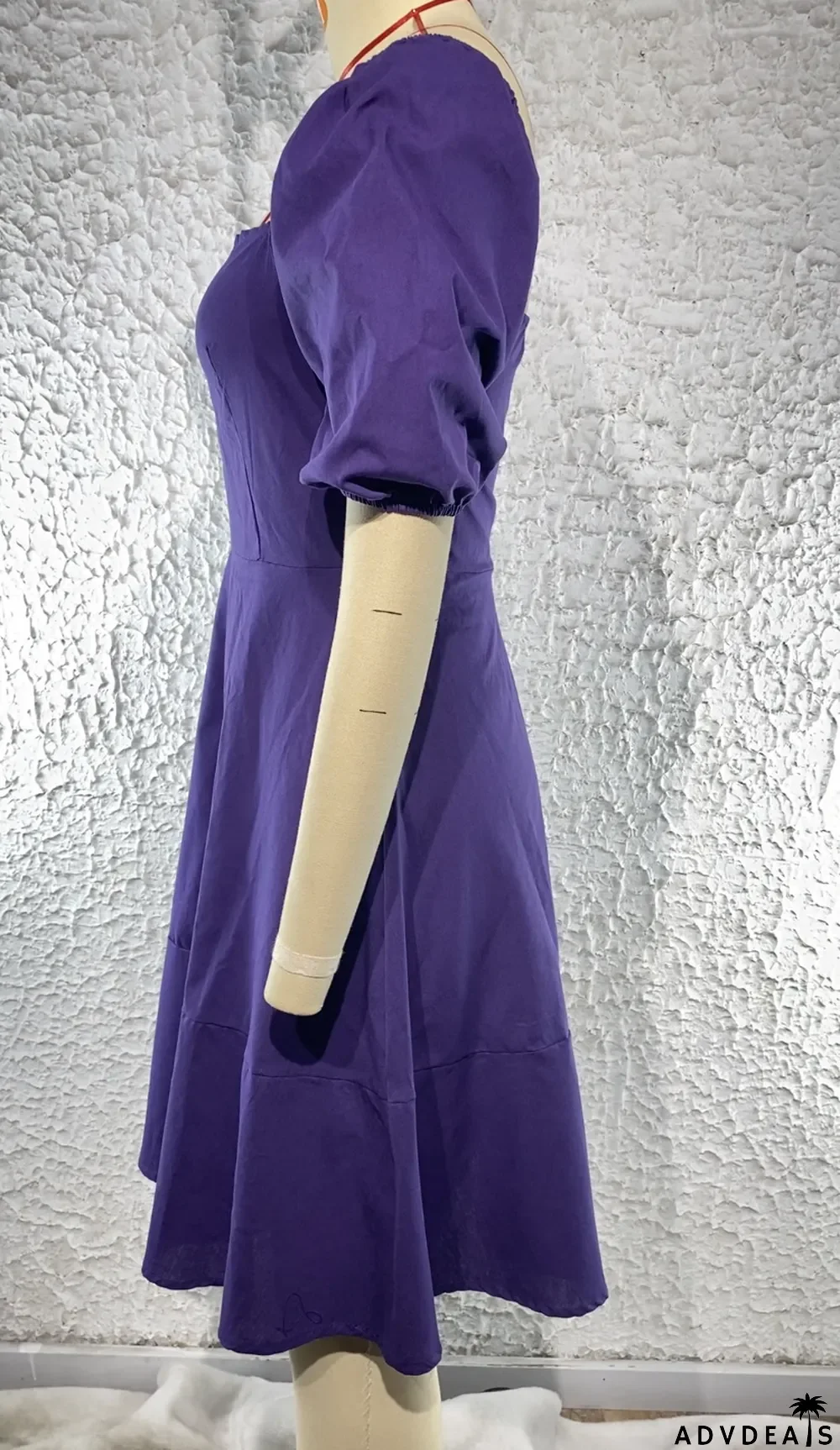 Spring Summer Solid Color Short Sleeve Square Neck Fairy Dress