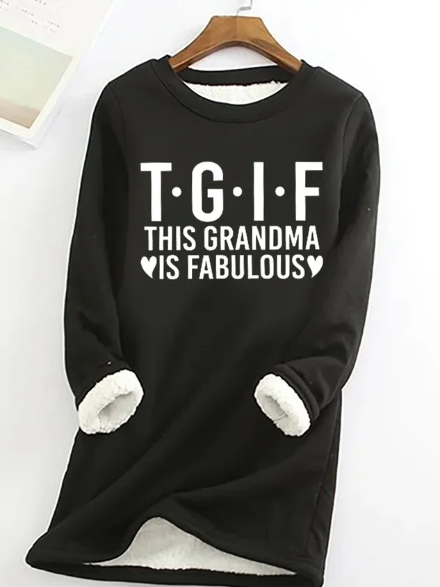 Women‘s Funny Word This Grandma Is Fabulous Simple Loose Crew Neck Text Letters Sweatshirt socialshop