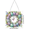 (US Only)2D Flat DIY Easter Diamond Painting Clock Pendant for Living Room Decoration