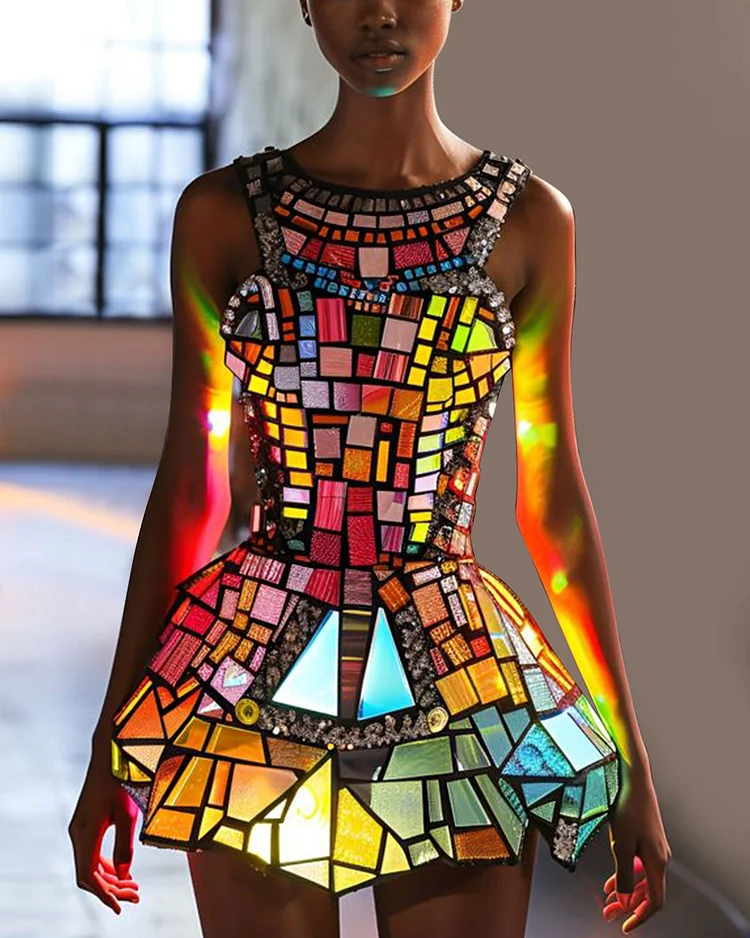 Music Festival Festival Colorful Mirror Sequin Dress
