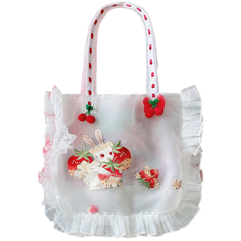 Sweet Lolita Shoulder Bags Crown Bear Print Ruffle Girls Bags Novameme