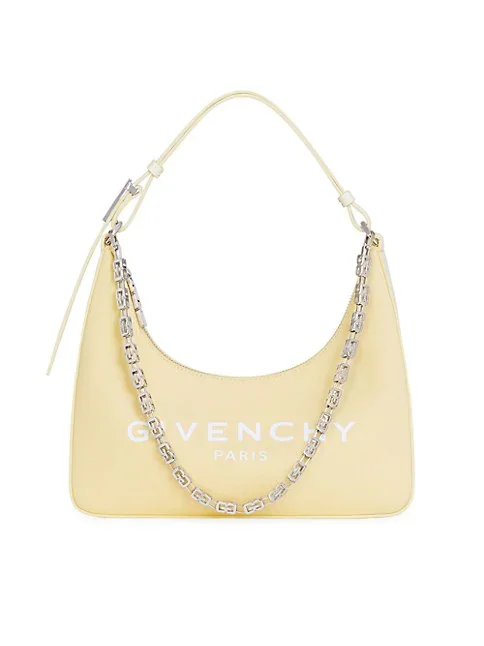 Givenchy Small Moon Cut Out Bag in Canvas with Chain Pale Yellow